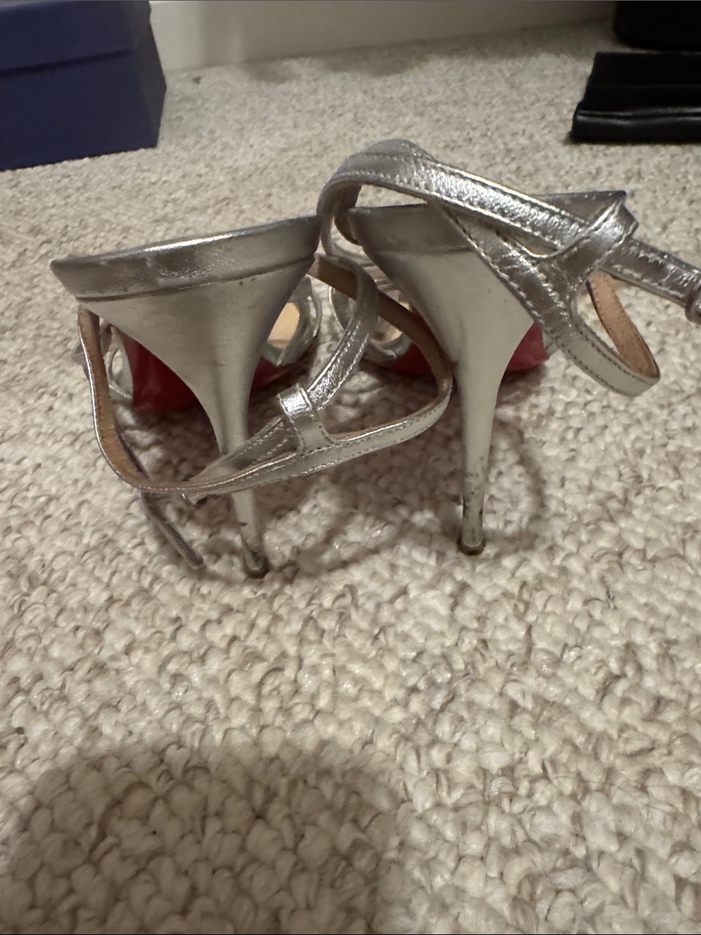 Christian Louboutin Silver Metallic Strappy Heels women’s 39 - Picture 3 of 4